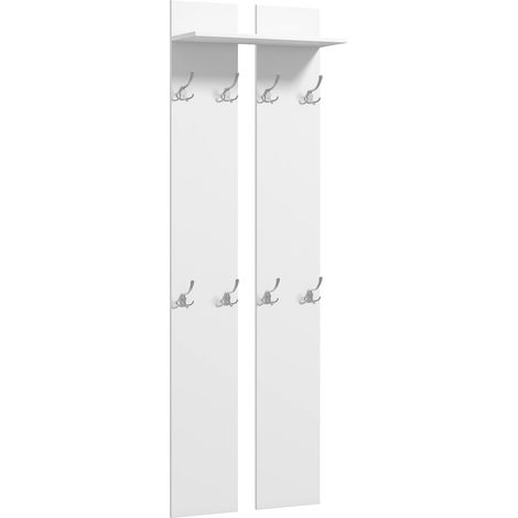 Perchero para ropa de pared perchero para recibidor moderno con 8 ganchos y estante para entrada pasillo 55x21,3x170 cm blanco (1/5)