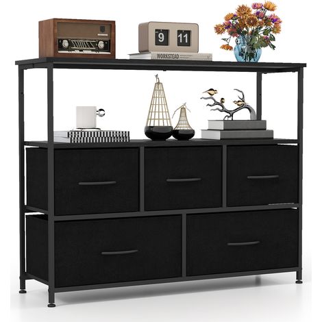 COSTWAY Dresser for Bedroom Storage Dresser with 5 Drawers-Black (1/5)