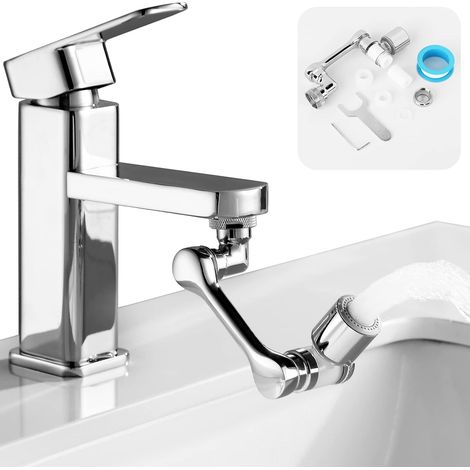Embout Robinet à Rallonge Rotatif 1080°, Extension Robinet Universel en Laiton pour M20 M22 M24, 2 modes Multifonctionnel brise jet robinet pour Cuisine et Salle de Bain (1/5)