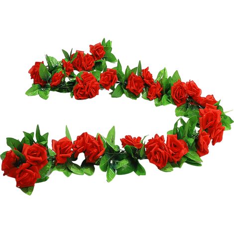 Lot de 4 guirlandes de roses artificielles de 240 cm, idéales pour les mariages, les fêtes, le jardinage et la décoration. (1/5)