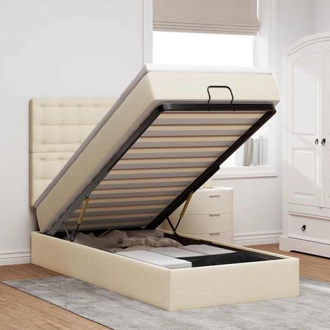 Estructura de cama otomana con colchón tela crema 80x200cm vidaXL (1/5)
