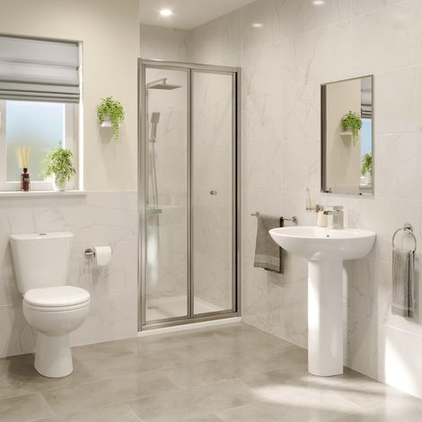 Hydrolux Modern Bifold Shower Door 800x1850mm Framed 4mm Safety Glass Reversible (1/5)
