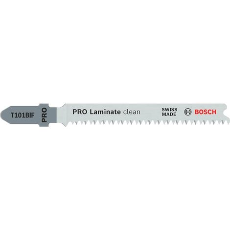 Bosch PRO Laminate clean T101BIF - 2 lame per seghetto alternativo (per parquet, vinile laminato compatto, PVC, lunghezza 83 mm, accessorio professionale)