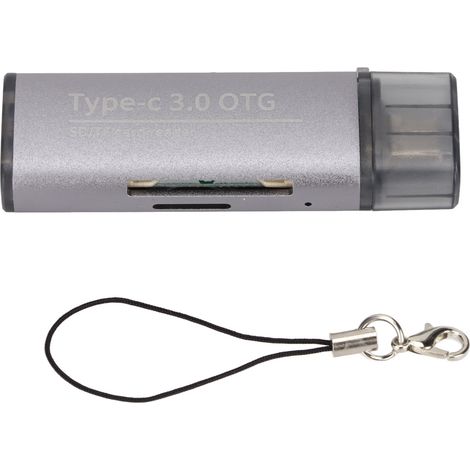 Lecteur de cartes Type C multifonction avec porte-clés pour téléphone, tablette et ordinateur. (1/5)
