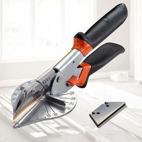 Miter Shear Cutter ,Gasket Shears Multi Angle Miter Shear Cutter Hand Tools 45°-135° Trunking Scissors Trim Cutter for Cutting PVC PPR PE Pipe,Branch,Wire Including 10 Spare Blade (1/5)
