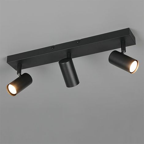 Plafonnier spot moderne noir 3 lampes GU10 orientables TARYN (1/3)