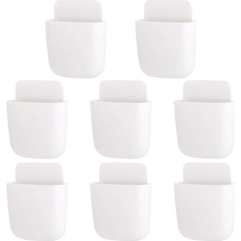 Confezione da 8 supporti autoadesivi da parete per telecomandi e telefoni, dimensioni 11,5x8x3,5 cm. (1/5)