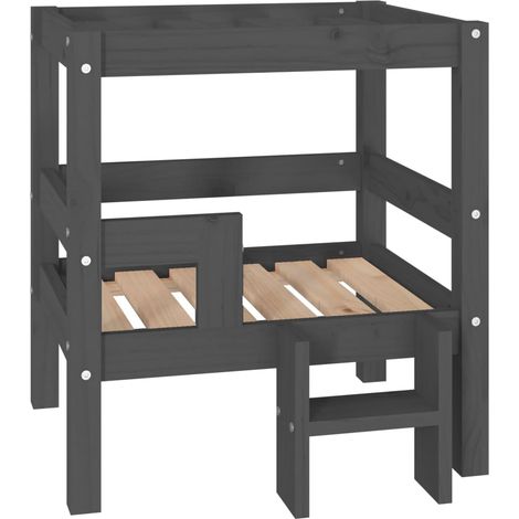 Lit pour chien panier canapé confortable 55,5 x 53,5 x 60 cm bois de pin solide gris (1/5)