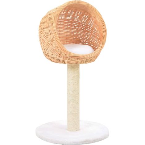 Árbol para gatos rascador caseta para gatos juguete peluche de sisal natural y madera de sauce 3702281 (1/5)