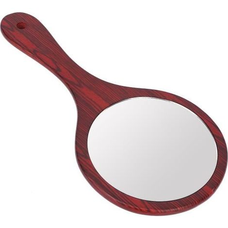 KIMISS Miroir à main Miroir de poche Vintage manche en bois trou suspendu miroir de coiffure maquillage pour ménage rouge (1/4)