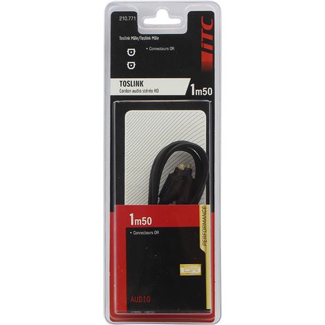 Cordon fibre optique toslink longueur 1.5m - male/male Itc 301552 (1/2)