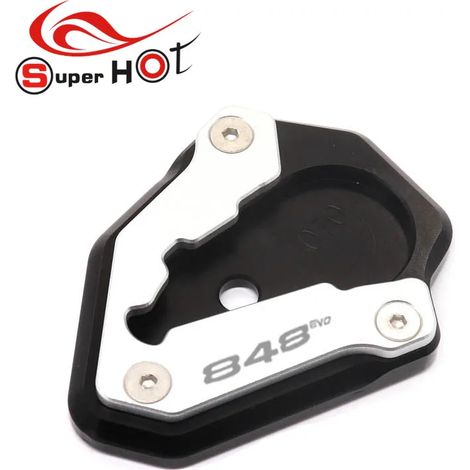 (Noir) Compatible avec les motos DUCATI 848EVO, 1098 et 1198 : accessoire de béquille latérale, plaque de support et extension. Maxpower (1/4)