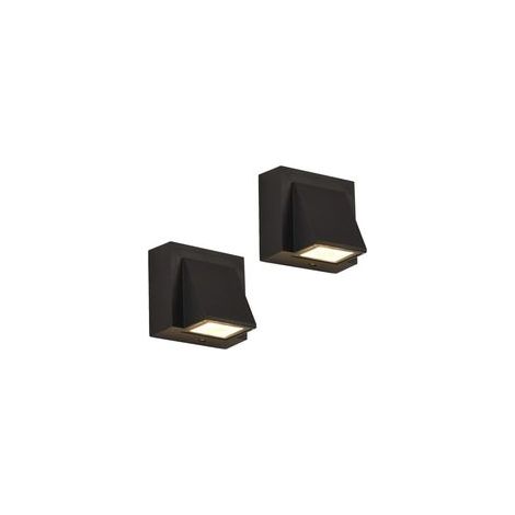 Juego de apliques de pared exteriores Tealight (2 piezas), lámpara de pared LED impermeable IP65, luz cálida de 5 W y 3000 K, aplique de pared exterior cuadrado de aluminio para jardín.