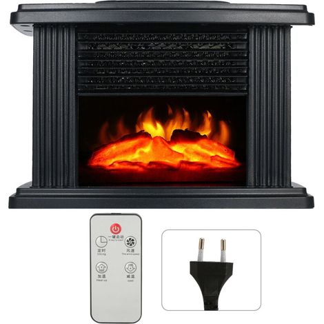 Mini-Elektrokaminheizung, Flammensimulation, effiziente Heizung, leiser Betrieb, tragbarer Kaminofen mit Fernbedienung, EU-Stecker 220 V (1/5)