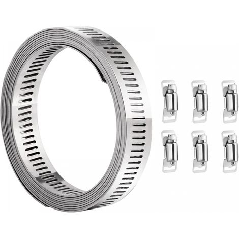 Abrazadera para mangueras - acero inoxidable, carrete de 3 m y 6 fijaciones ajustables para mangueras, radiadores y conductos de combustible. (1/5)