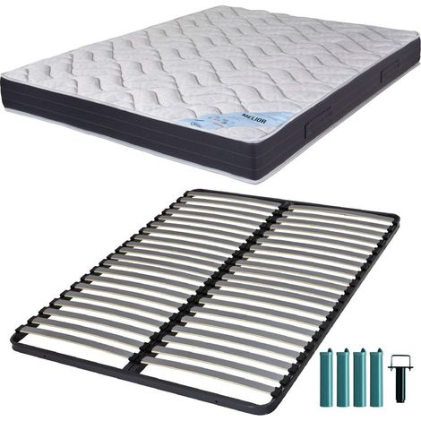 Matelas et sommier 160x200 Mousse - Melior - Soutien ferme - Fabriqué en France (1/5)