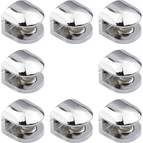 Lot de 8 supports d'étagères en verre réglables en alliage de zinc Convient pour le verre de 8 à 10 mm d'épaisseur (1/4)