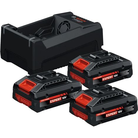 18V Energie-Paket: 3x Akkus GBA 18V 4.0 Ah + Schnellladegerät GAL 12V/18V-80 - BOSCH 0615V0005X (1/3)