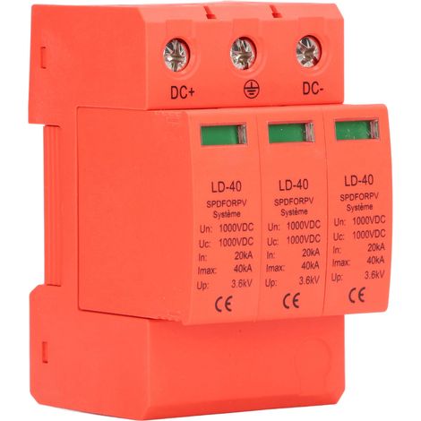 3-poliger DC-Überspannungsschutz, Blitzschutz für Photovoltaikanlagen, 20–40 kA, 1000 V DC (1/5)