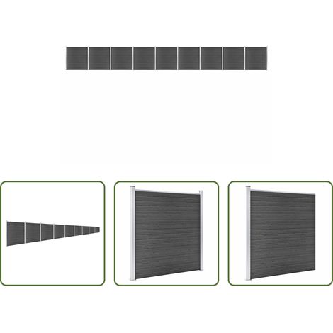 WPC Zaun -  Zaunelement Set WPC 1564x186 cm Schwarz