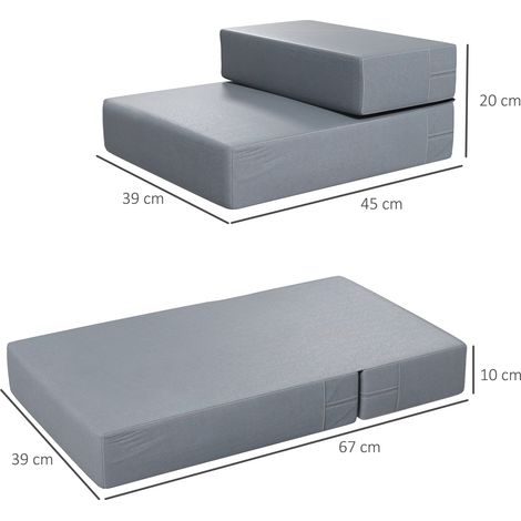 Rampe pour animaux 2 marches pliable, escalier chien et chat, tapis antidérapant gris, 45x39x20 cm, accessoire confort pour petit chien (1/5)