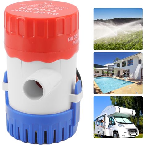 Nicht-automatische Tauchpumpe für Bilgenwasser mit wassergekühltem Motor, hochwertigem Kunststoff, 750 GPH/24 V, für Schwimmbad, Spa, Boot, 108 x 70 mm (1/5)