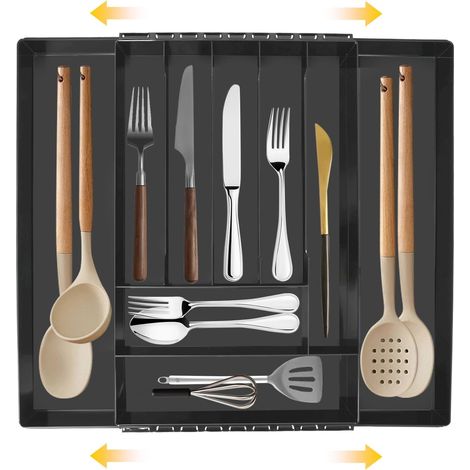 Boîte de couverts pour tiroirs, organisateur de cuisine évolutif, adapté au stockage de couteaux, fourches et cuillères dans l'organisateur de couverts de cuisine (1/5)