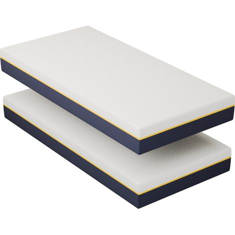 Dewinner – Matelas en mousse à mémoire de forme 90x190 cm – Lot de 2 – Hauteur 21 cm – Fermeté moyenne – Housse amovible et lavable – Anti-humidité (1/5)