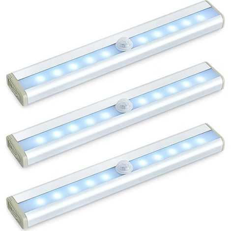 Barre lumineuse LED sans fil à 10 LED avec détecteur de mouvement et aimant.