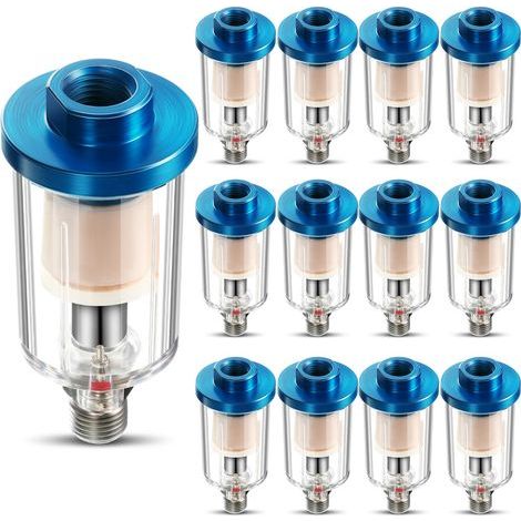 Separateur d'huile d'eau de filtre d'air comprimé 10pcs Separateur d'humidité de filtre d'aérobrosse d'entrée et de sortie NPT de 1/4 pouce pour raccord de compresseur de ligne d'air, 90PSI (1/5)