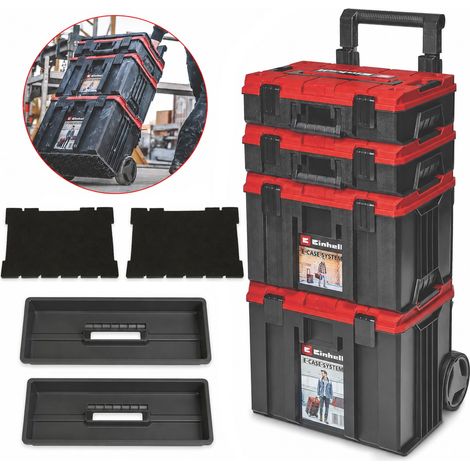 Einhell E-Case 4 Stackable Tower Rolling Mobile Tool Storage Box Trolley Modular