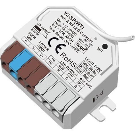 3-Channel Constant Voltage Controller WiFi+RF 12-24 VDC 3 A V3-SP(WT)