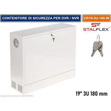 ARMADIO CONTENITORE DI SICUREZZA METALLICO RACK 19" 3U 180MM PENSILE MONTAGGIO A PARETE PER DVR / NVR (1/5)
