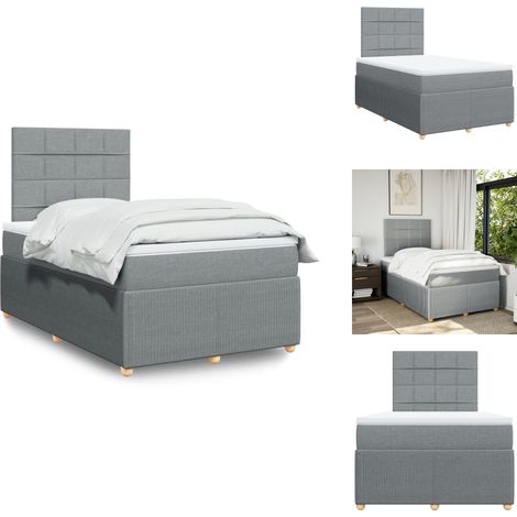 Sommier à lattes de lit avec matelas Gris clair 120x200cm Tissu - Sommier À Lattes De Lit - Sommiers À Lattes De Lit - Lit - Meuble De Chambre À Coucher (1/5)