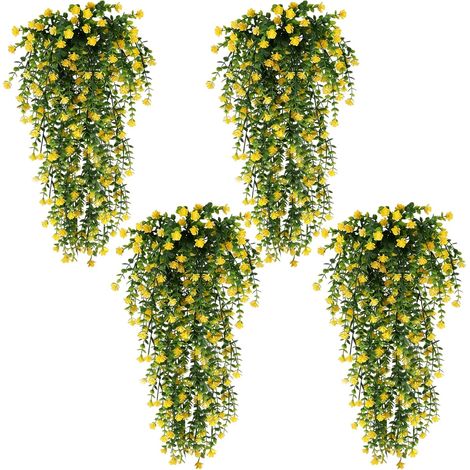 4 Pièces Plante Artificielle, Eucalyptus Camélia Jaune, Décoration Intérieur Extérieur, Maison Jardin (1/5)