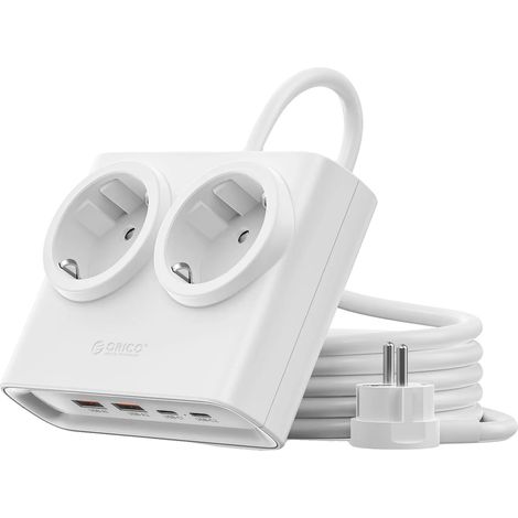 Multiprise, 2 prises CA, 2 ports USB, 25W EU Blanc (1/2)
