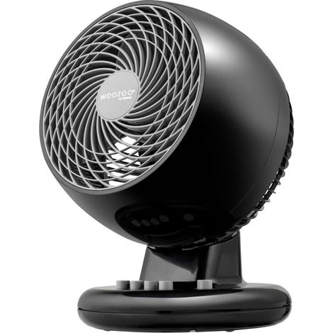 Iris Ohyama Woozoo, Ventilateur de table silencieux, puissant & portable, 23m², Portée 12m, Oscillation, Inclinaison verticale, Chambre - Woozoo PCF-M18 - Noir