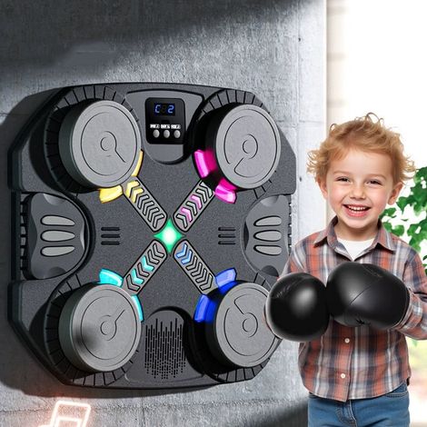 Machine À Boxe Musicale - Cible Murale Avec Bluetooth, Lumières Et Sons - Pour Enfants - Avec Gants - 1 Pièce (1/5)