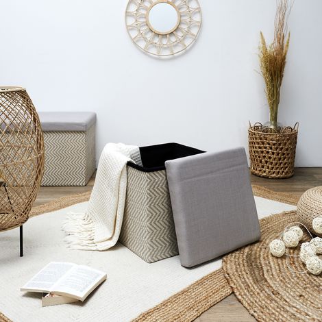 Coffre - HOME DECO FACTORY - Pliable - Tressé - Gris et Marron