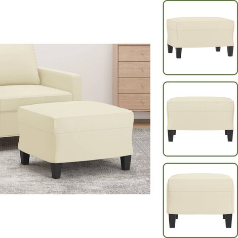 Fußhocker Creme 60x50x41 cm Kunstleder - Polsterhocker - Cremefarbener Hocker - Kunstleder Hocker - Sitzsack - Beistelltisch (1/5)