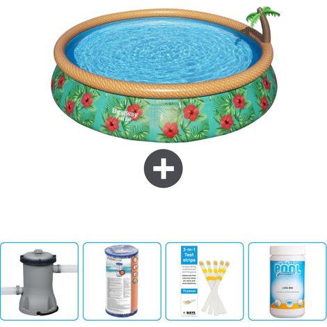 Piscine gonflable ronde Bestway à réglage rapide - Paradise Print - 457 x 84 cm - Comprend des Accessoires CB49 (1/4)