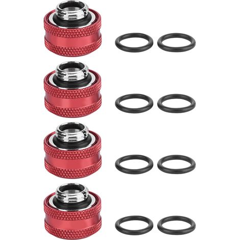 Stück/Packung Kompressionsverschraubungen für 16 mm Außendurchmesser starre Acrylrohre, rot, für Wasserkühlung (1/5)