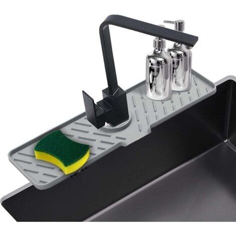 PA Protège Robinet Silicone Anti Éclaboussures 45x15 cm Tapis Collecteur Eau Cuisine Salle de Bain (1/4)