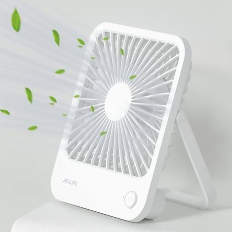 Ventilateur de bureau rechargeable à batterie, 4 500 mAh, pliable à 180 °, ventilateur personnel portable, 4 vitesses réglables, lo (1/5)