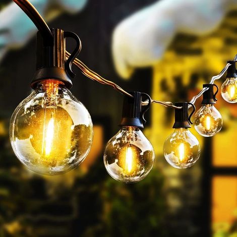 Garland Bright Exterieure 50FT/15m, LED Garland Guinguette with 30+2 Incassables G40 Plastic Bulbs, decoration indoor and outdoor Wedding Patio Coffee Party - RWGuirlande bright of e (1/4)