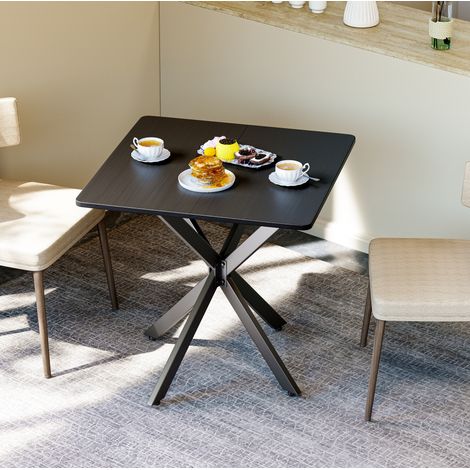 Table d'appoint carrée noire mate avec structure en métal X, 80x80x75 cm (1/5)