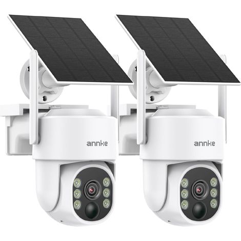 Caméra Surveillance WiFi Exterieure sans Fil Solaire avec Batterie 9000mAh, 360° PTZ, 5G/2.4 GHz WiFi, Détection PIR, Alarme Sonore/Lumière, Vision Nocturne Couleur, Audio 2 Voies, 2 Pièces (1/5)