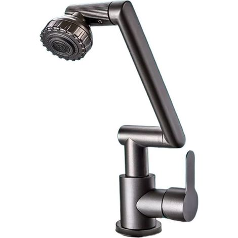 Mitigeur de cuisine , robinet de salle de bain pivotant sans hauteur , robinet de cuisine en cuivre , robinet de lavabo rotatif universel , robinet de lavabo domestique chaud et froid , tuyau de 60 (1/4)