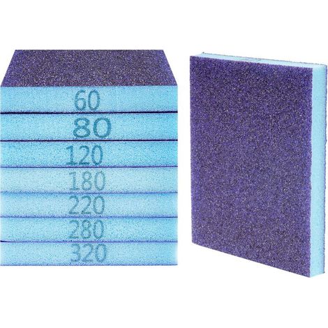 Set mit 8 Schleifschwämmen, feinen Schleifklötzen, Schleifschwämmen, Schleifpapier, Nass- und Trockenschleifpapier für Holz, Tische, Gipskarton und Metall (1/4)