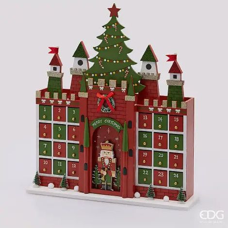 EDG Enzo De Gasperi Casetta Avvento Natalizia H44 cm Verde Rosso – Decorazione di Natale (1/5)